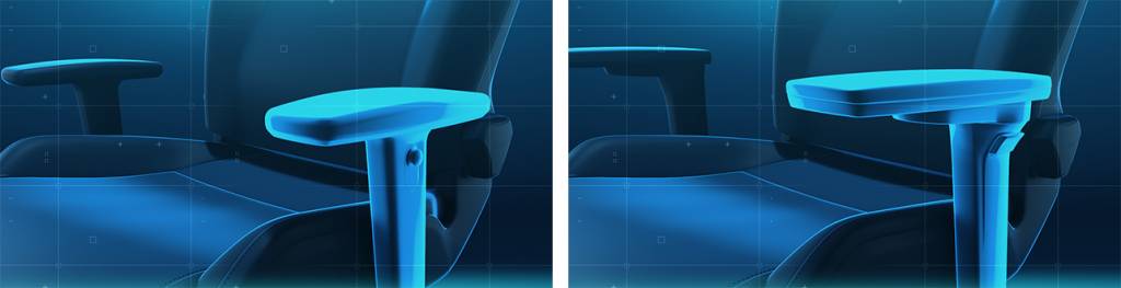 Die 4D- und 5D-Armlehnen der RECARO Exo-Gaming-Seats-Varianten gegenübergestellt.
